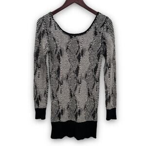 Free People Black and White Textured Sweater